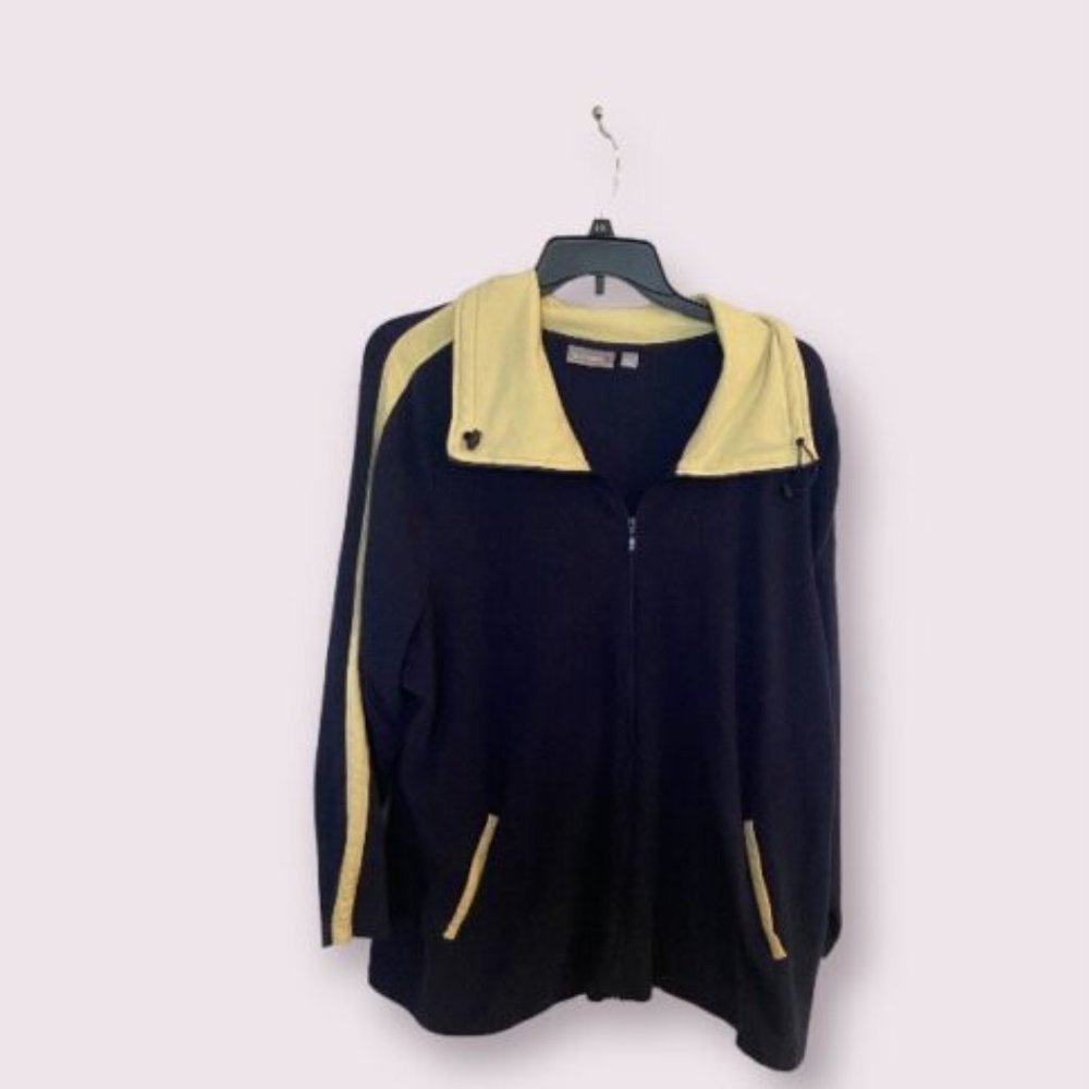 Women's Plus Size Casual Color Block Plush Sweatshirt Zipper Hoodie Loose Size 3